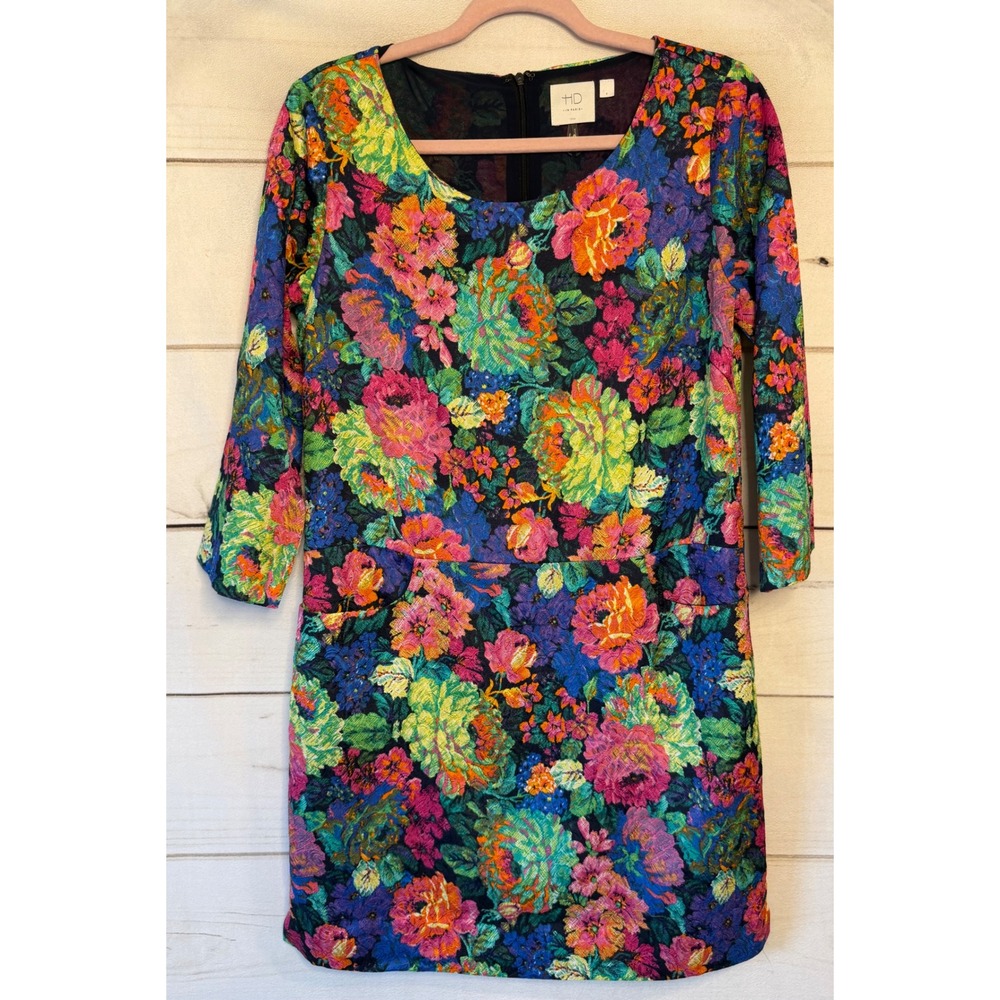 HD in Paris Anthropologie Floral Tapestry Shift Dress Multi-Color Pockets S